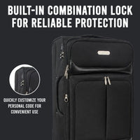 IZOD Ocean Soft Shell Lightweight Expandable 360 Dual Spinning Wheels Combo Lock 28", 24", 20" 3 Piece Luggage Set