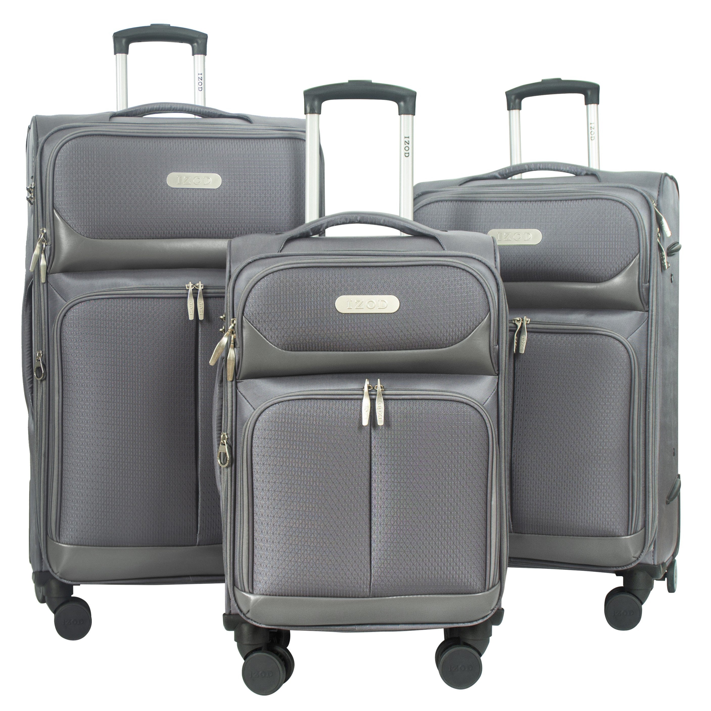 IZOD Ocean Soft Shell Lightweight Expandable 360 Dual Spinning Wheels Combo Lock 28", 24", 20" 3 Piece Luggage Set