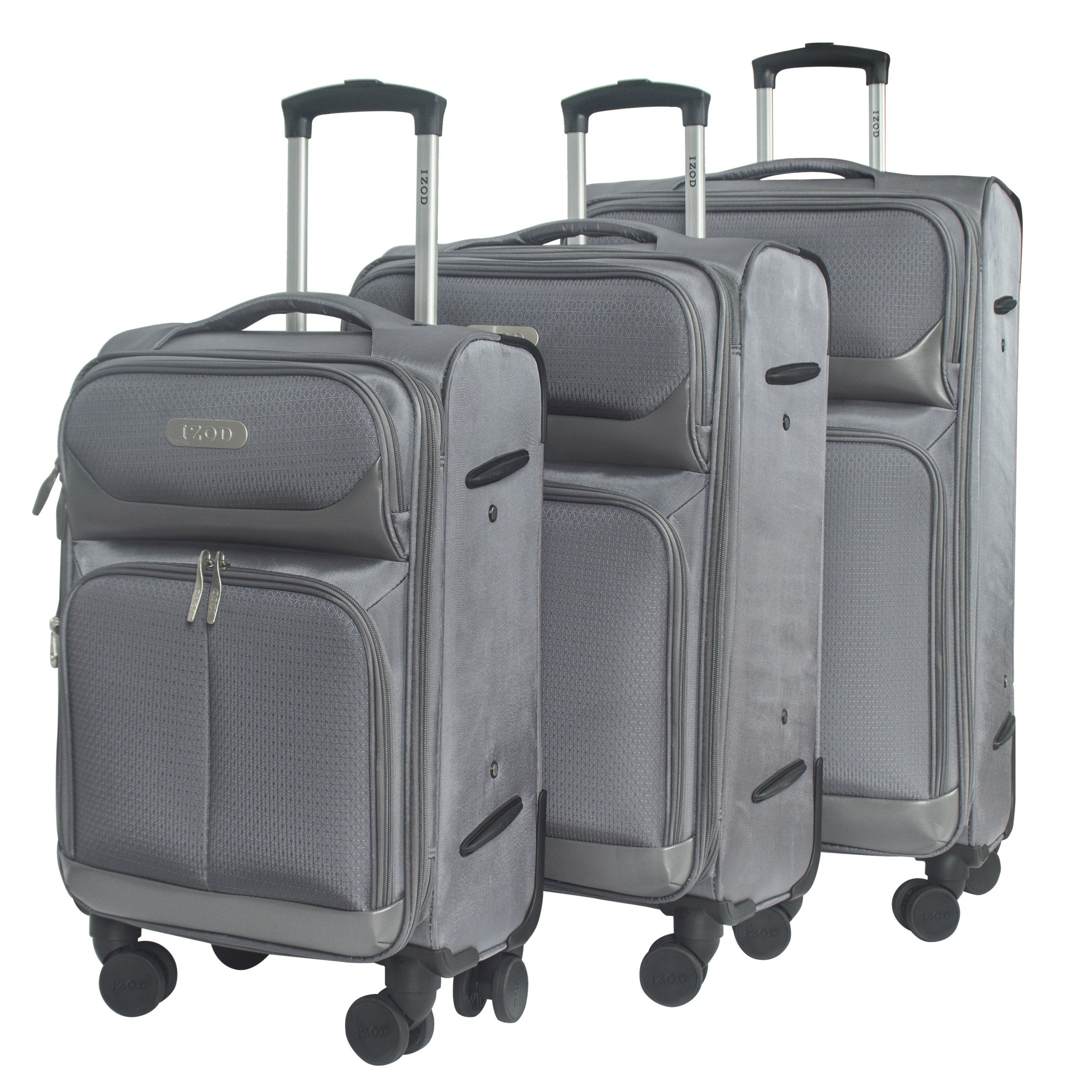 IZOD Ocean Soft Shell Lightweight Expandable 360 Dual Spinning Wheels Combo Lock 28", 24", 20" 3 Piece Luggage Set