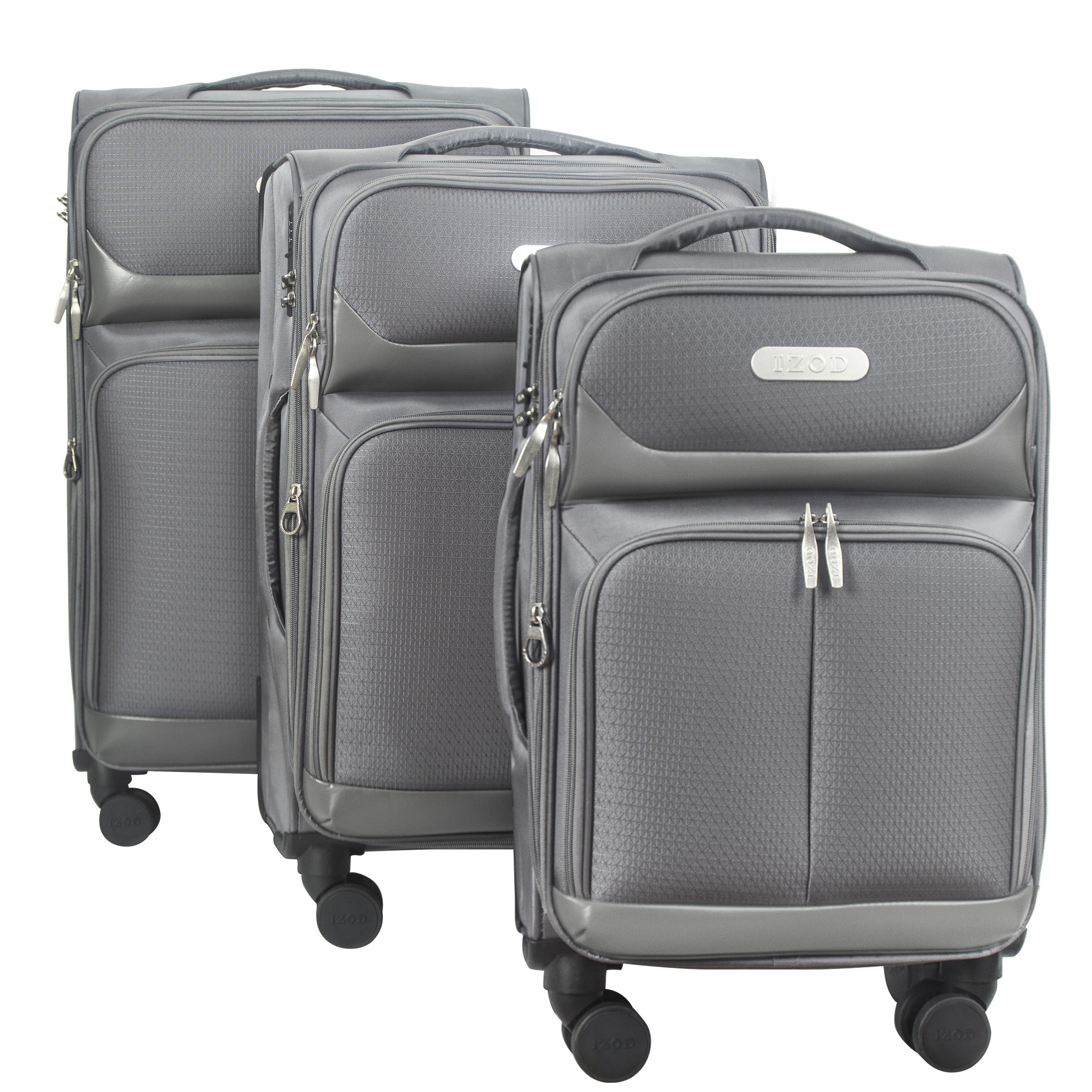 IZOD Ocean Soft Shell Lightweight Expandable 360 Dual Spinning Wheels Combo Lock 28", 24", 20" 3 Piece Luggage Set