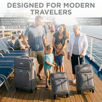 IZOD Ocean Soft Shell Lightweight Expandable 360 Dual Spinning Wheels Combo Lock 28", 24", 20" 3 Piece Luggage Set