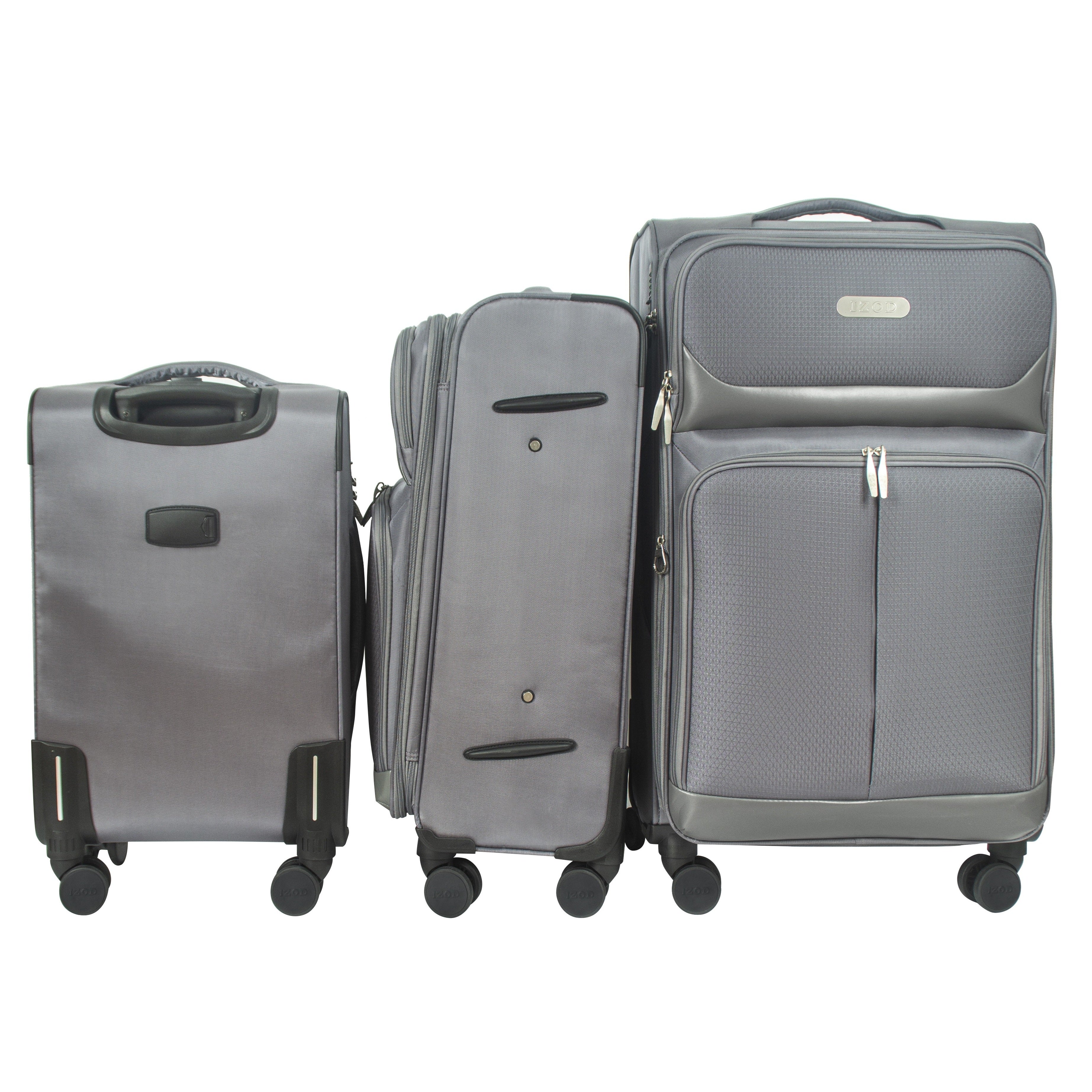 IZOD Ocean Soft Shell Lightweight Expandable 360 Dual Spinning Wheels Combo Lock 28", 24", 20" 3 Piece Luggage Set