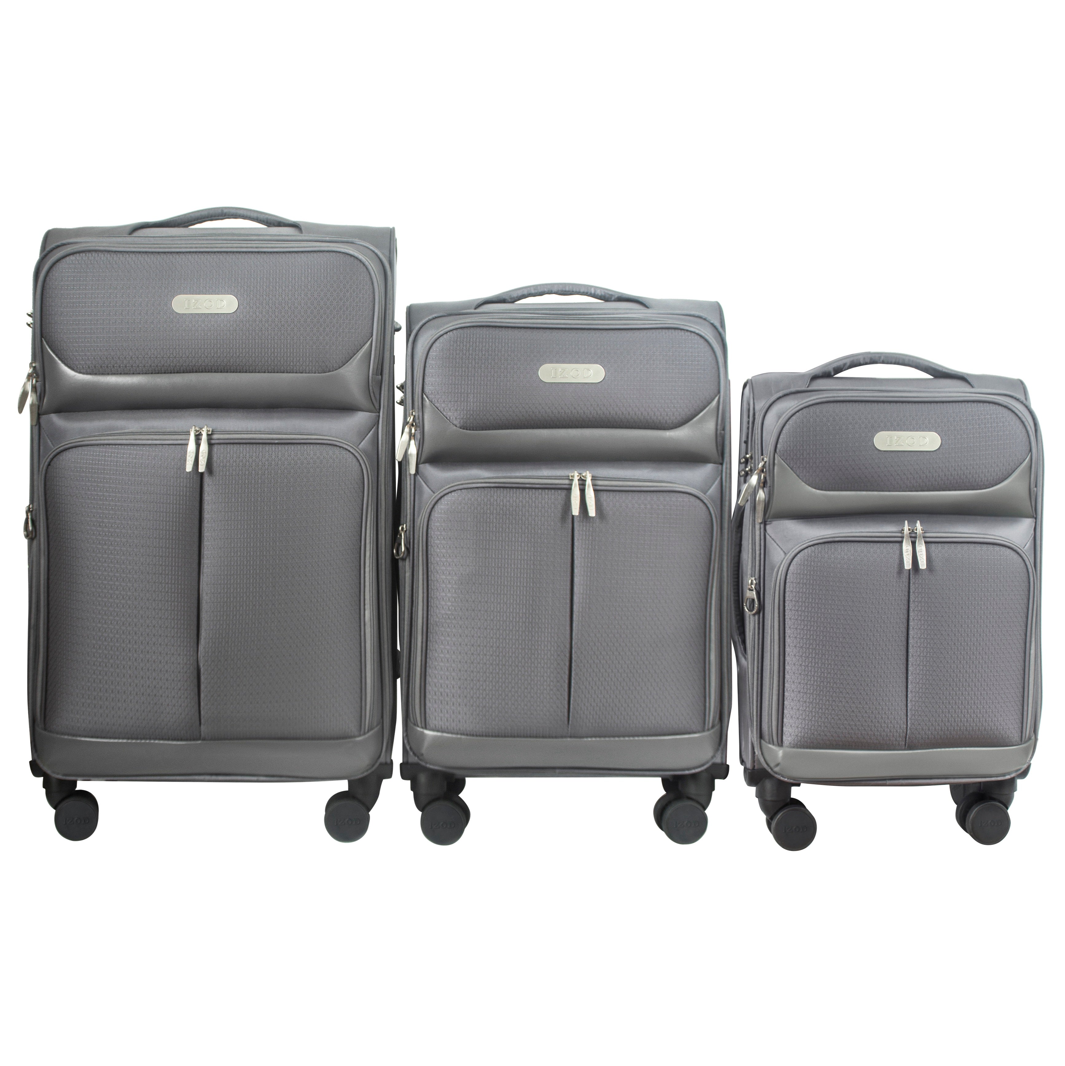 IZOD Ocean Soft Shell Lightweight Expandable 360 Dual Spinning Wheels Combo Lock 28", 24", 20" 3 Piece Luggage Set