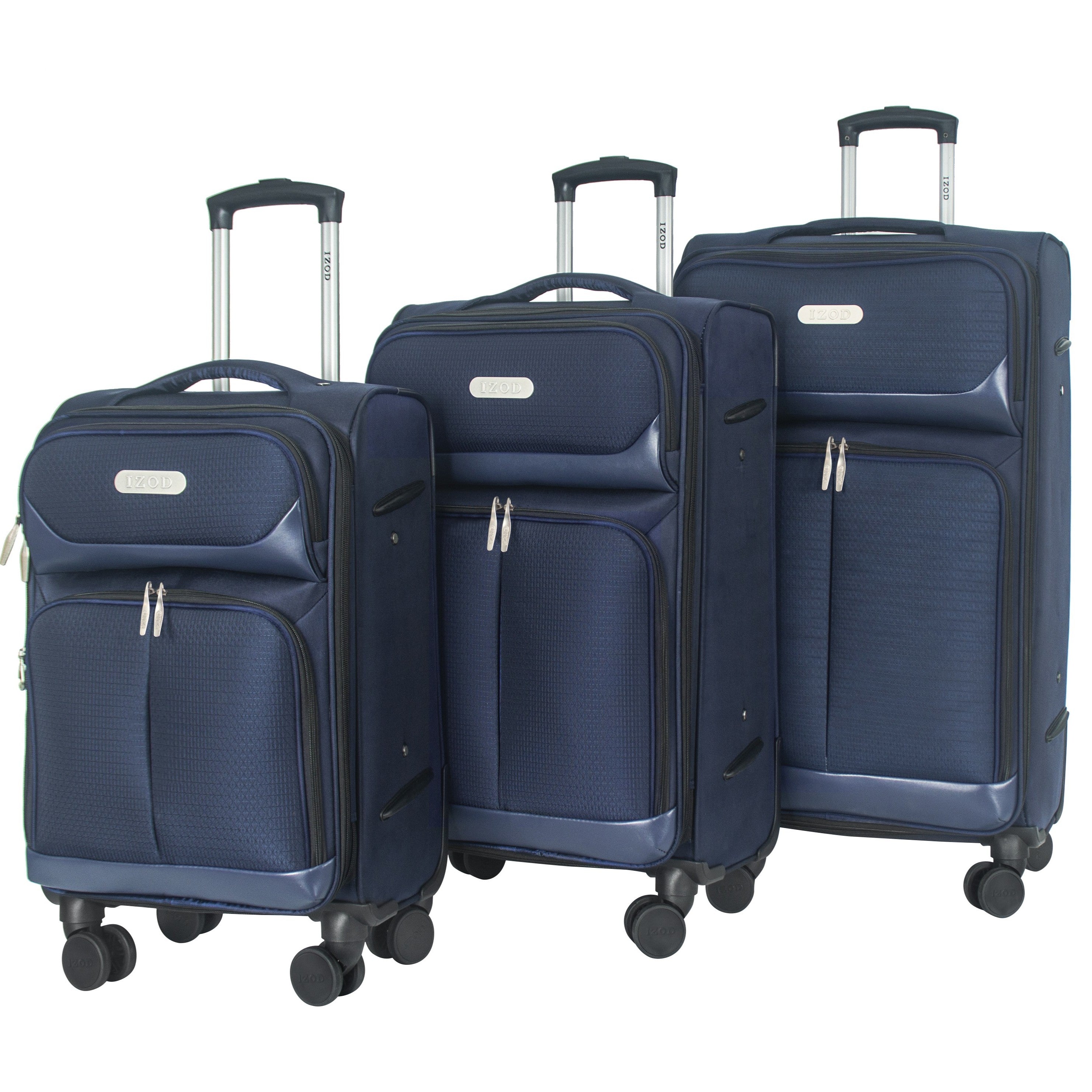 IZOD Ocean Soft Shell Lightweight Expandable 360 Dual Spinning Wheels Combo Lock 28", 24", 20" 3 Piece Luggage Set