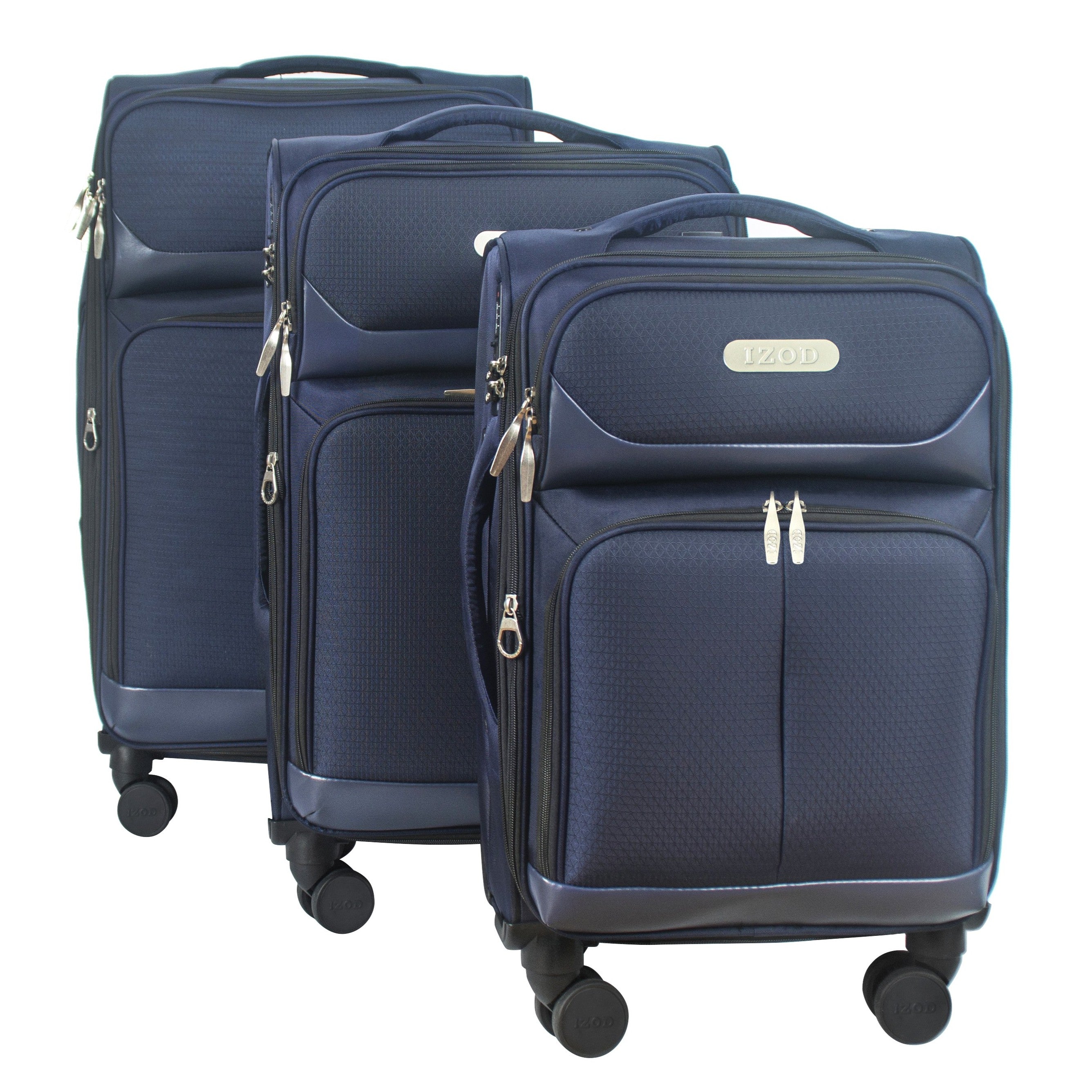 IZOD Ocean Soft Shell Lightweight Expandable 360 Dual Spinning Wheels Combo Lock 28", 24", 20" 3 Piece Luggage Set
