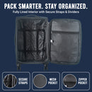 IZOD Ocean Soft Shell Lightweight Expandable 360 Dual Spinning Wheels Combo Lock 28", 24", 20" 3 Piece Luggage Set