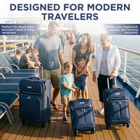 IZOD Ocean Soft Shell Lightweight Expandable 360 Dual Spinning Wheels Combo Lock 28", 24", 20" 3 Piece Luggage Set