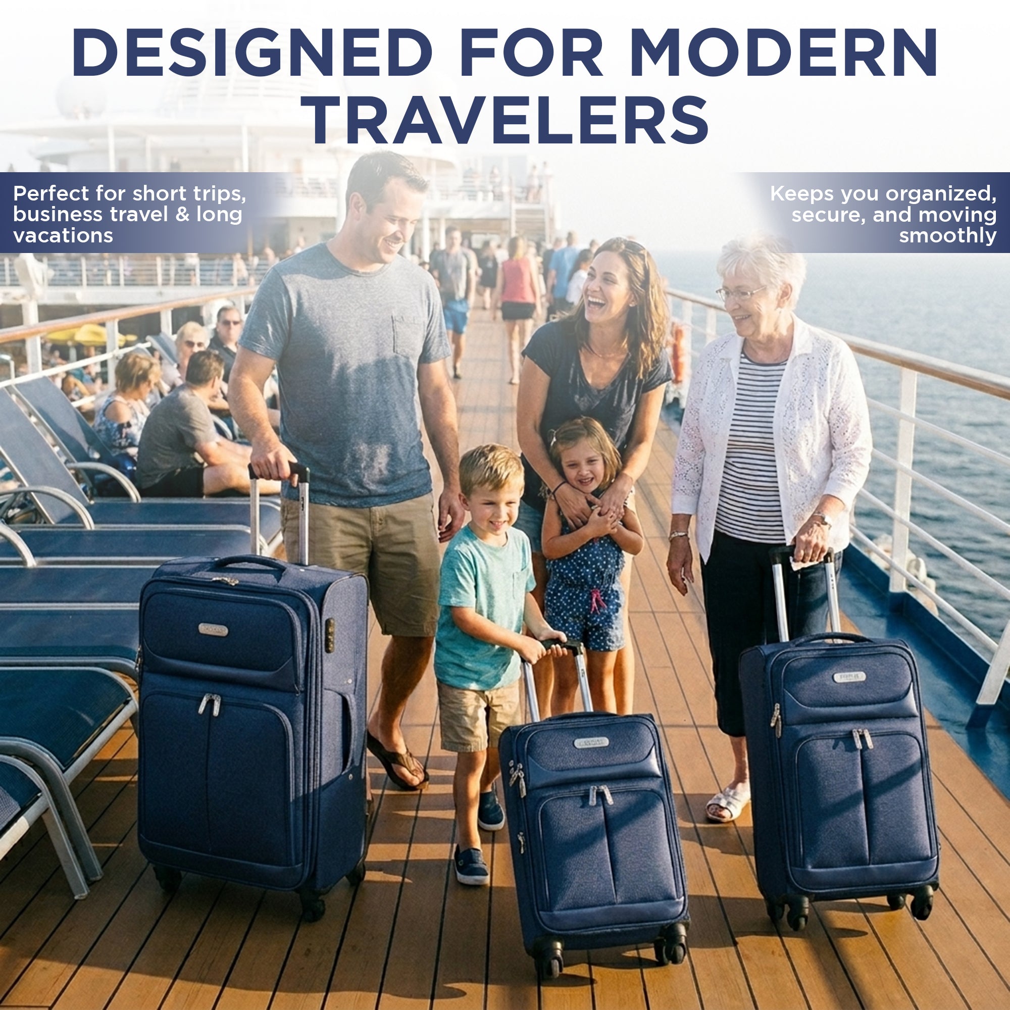IZOD Ocean Soft Shell Lightweight Expandable 360 Dual Spinning Wheels Combo Lock 28", 24", 20" 3 Piece Luggage Set