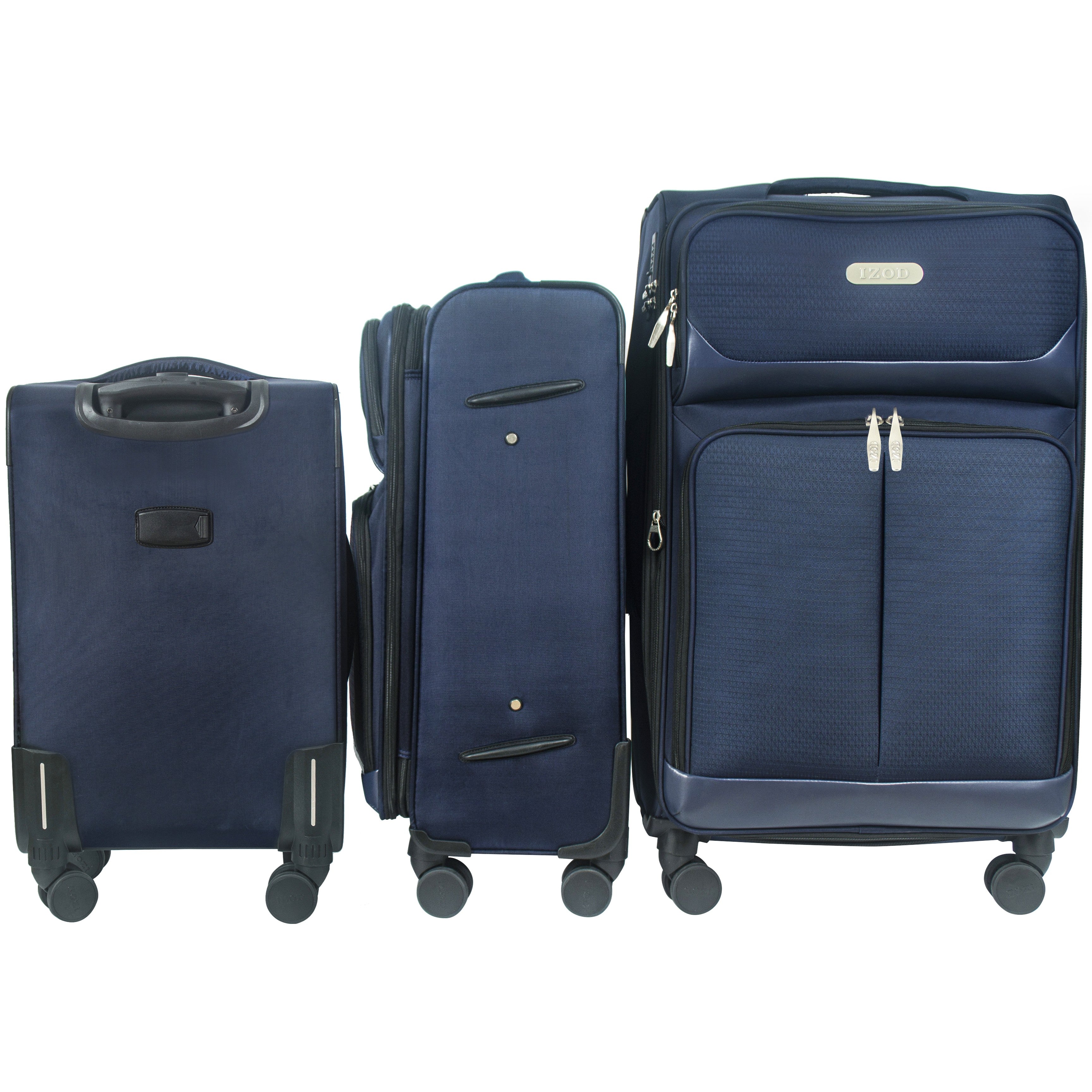 IZOD Ocean Soft Shell Lightweight Expandable 360 Dual Spinning Wheels Combo Lock 28", 24", 20" 3 Piece Luggage Set