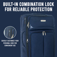 IZOD Ocean Soft Shell Lightweight Expandable 360 Dual Spinning Wheels Combo Lock 28", 24", 20" 3 Piece Luggage Set