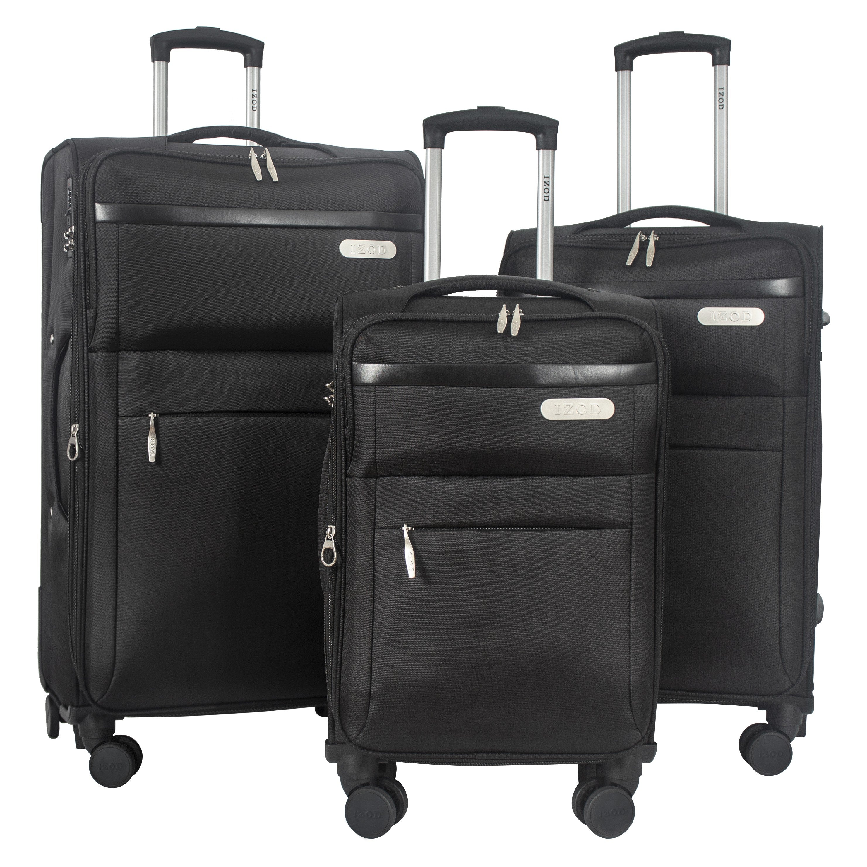 IZOD River Soft Shell Lightweight Expandable 360 Dual Spinning Wheels Combo Lock 28", 24", 20" 3 Piece Luggage Set