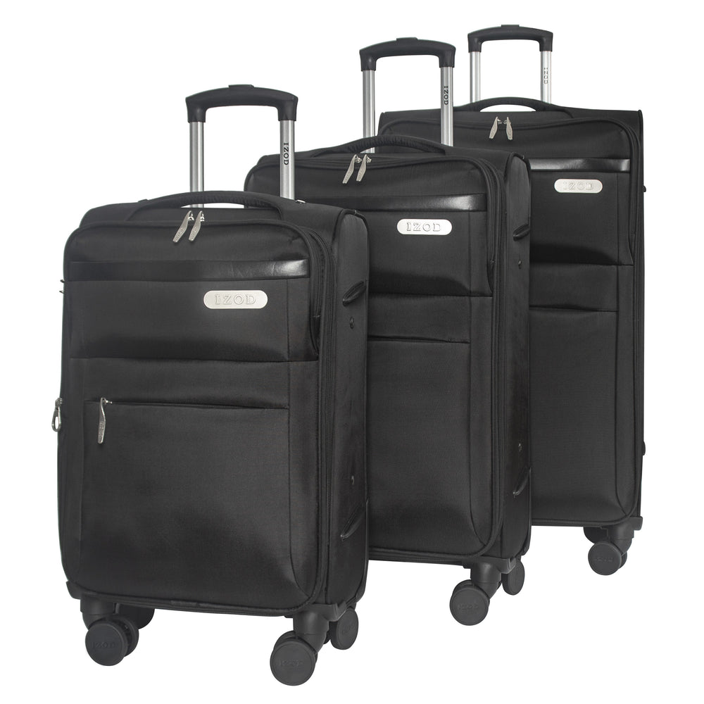 IZOD River Soft Shell Lightweight Expandable 360 Dual Spinning Wheels Combo Lock 28", 24", 20" 3 Piece Luggage Set