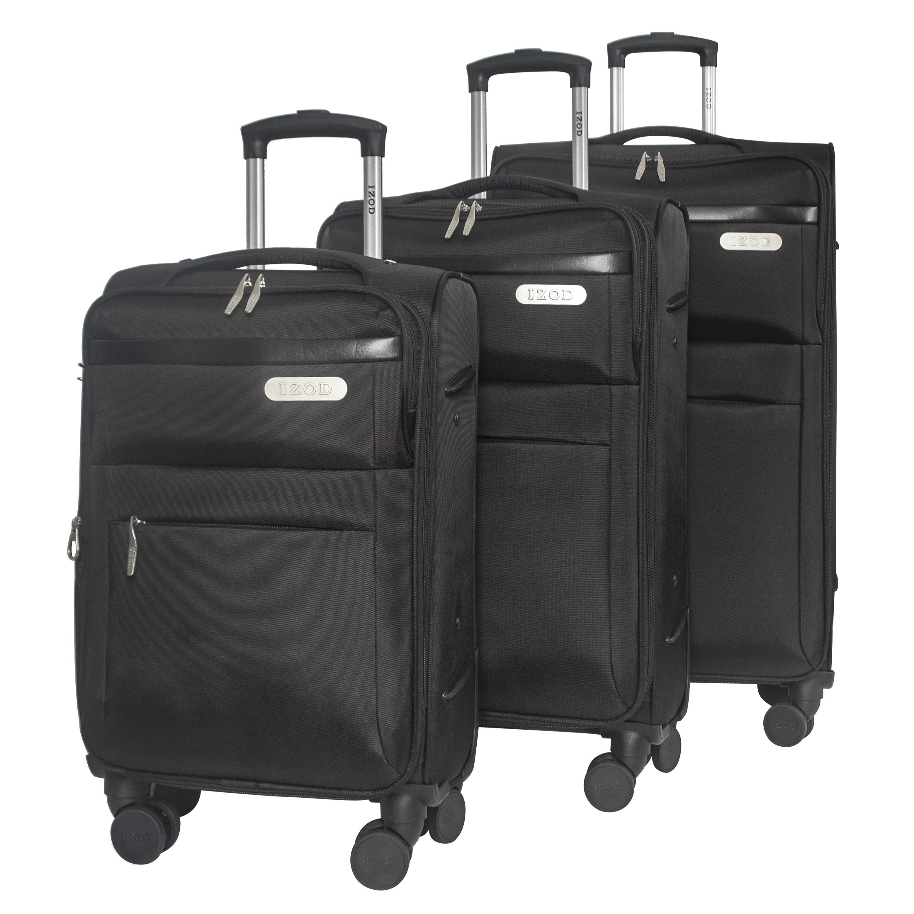 IZOD River Soft Shell Lightweight Expandable 360 Dual Spinning Wheels Combo Lock 28", 24", 20" 3 Piece Luggage Set