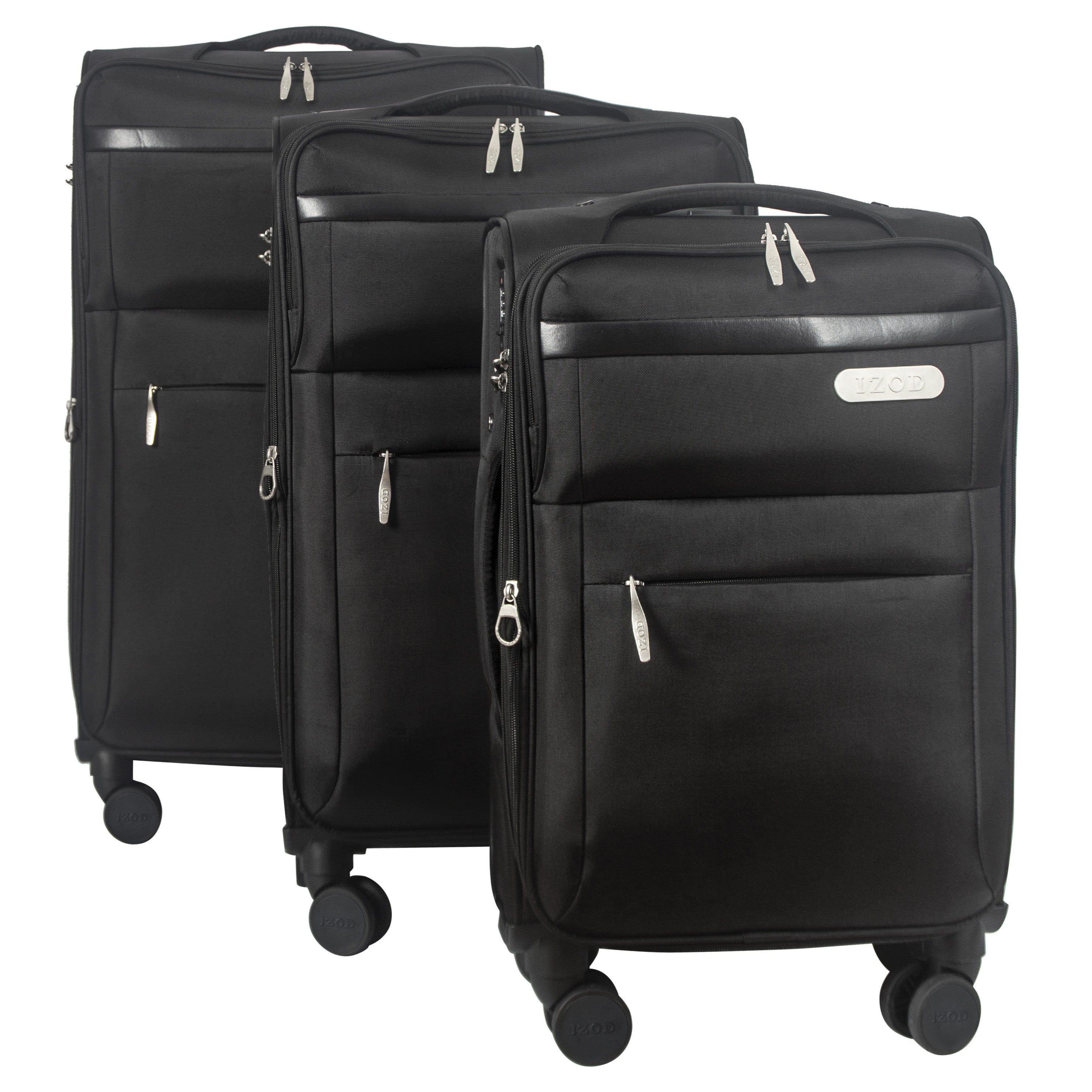 IZOD River Soft Shell Lightweight Expandable 360 Dual Spinning Wheels Combo Lock 28", 24", 20" 3 Piece Luggage Set