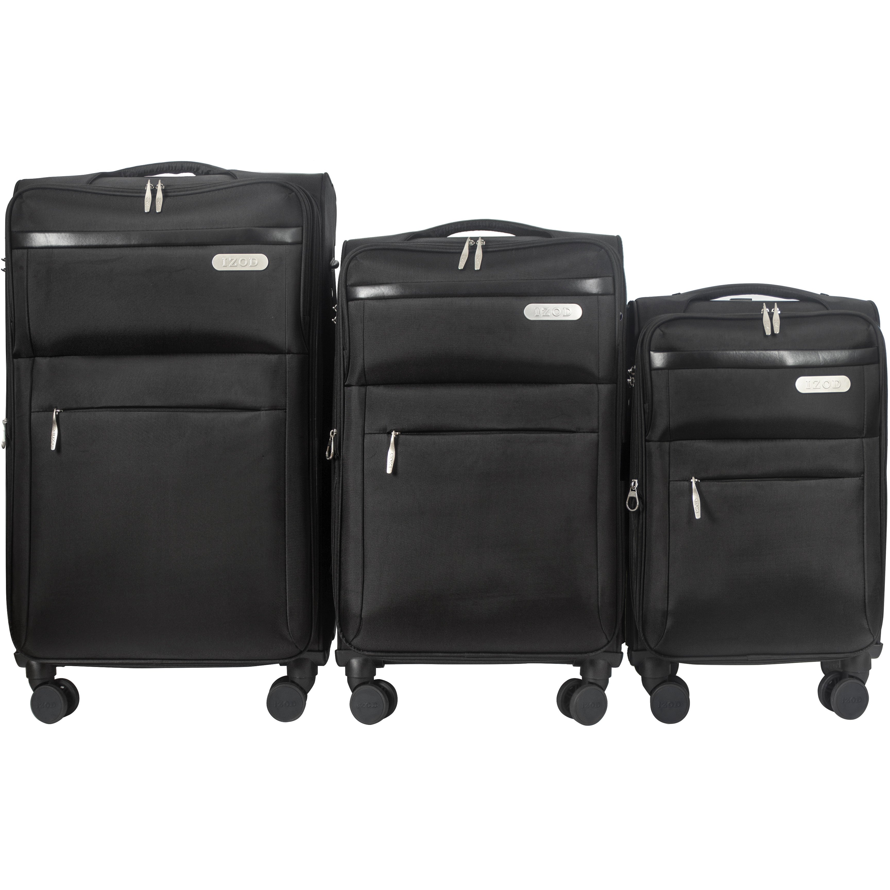 IZOD River Soft Shell Lightweight Expandable 360 Dual Spinning Wheels Combo Lock 28", 24", 20" 3 Piece Luggage Set