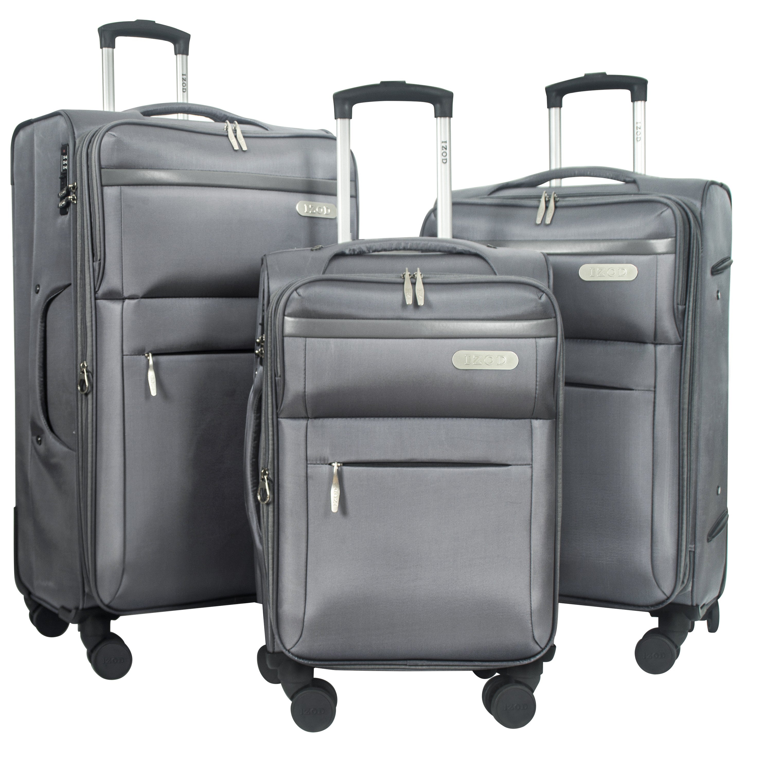 IZOD River Soft Shell Lightweight Expandable 360 Dual Spinning Wheels Combo Lock 28", 24", 20" 3 Piece Luggage Set