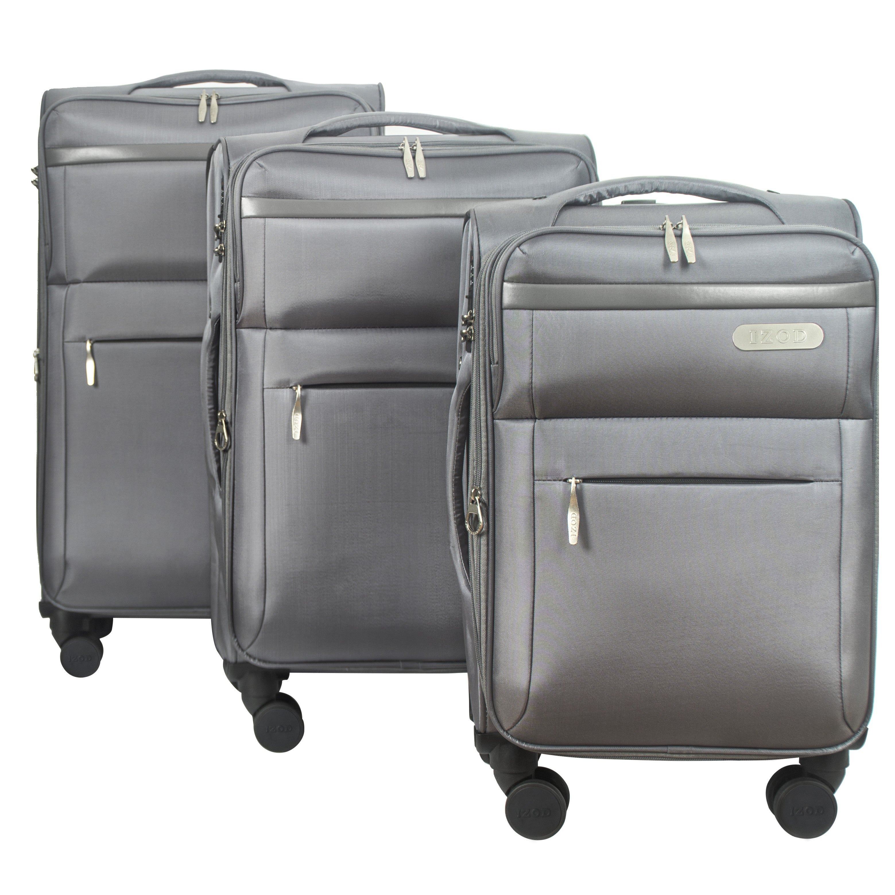 IZOD River Soft Shell Lightweight Expandable 360 Dual Spinning Wheels Combo Lock 28", 24", 20" 3 Piece Luggage Set