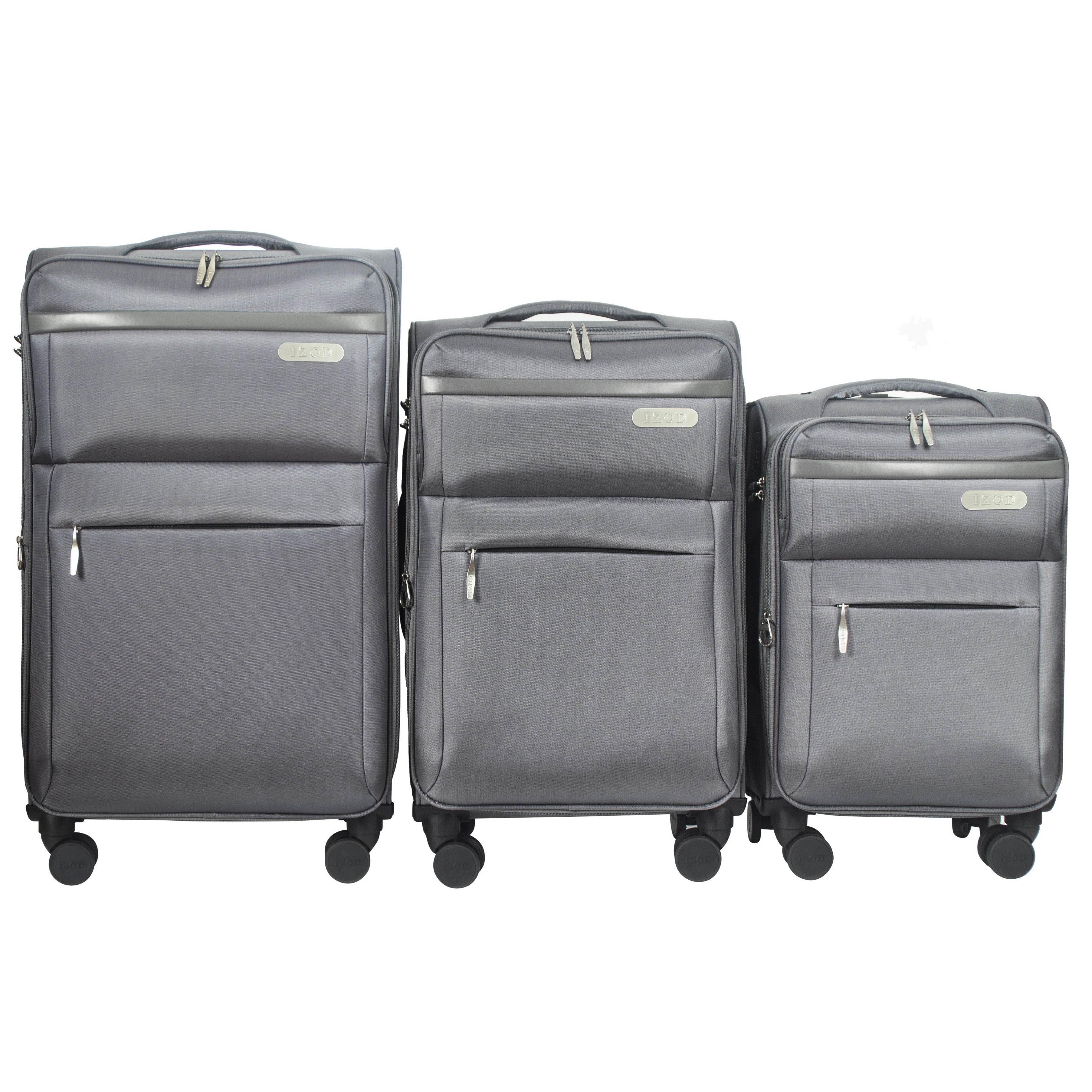 IZOD River Soft Shell Lightweight Expandable 360 Dual Spinning Wheels Combo Lock 28", 24", 20" 3 Piece Luggage Set