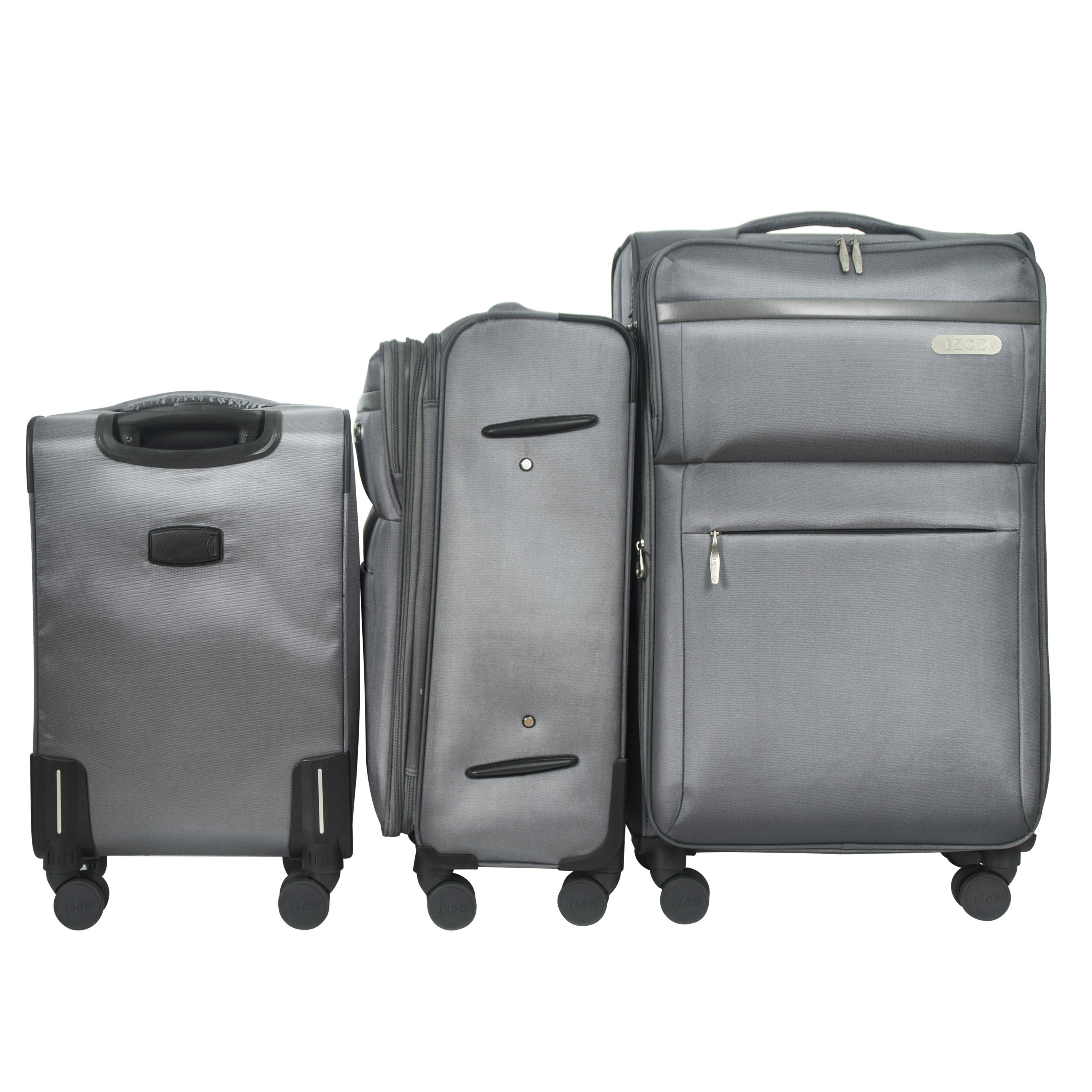 IZOD River Soft Shell Lightweight Expandable 360 Dual Spinning Wheels Combo Lock 28", 24", 20" 3 Piece Luggage Set