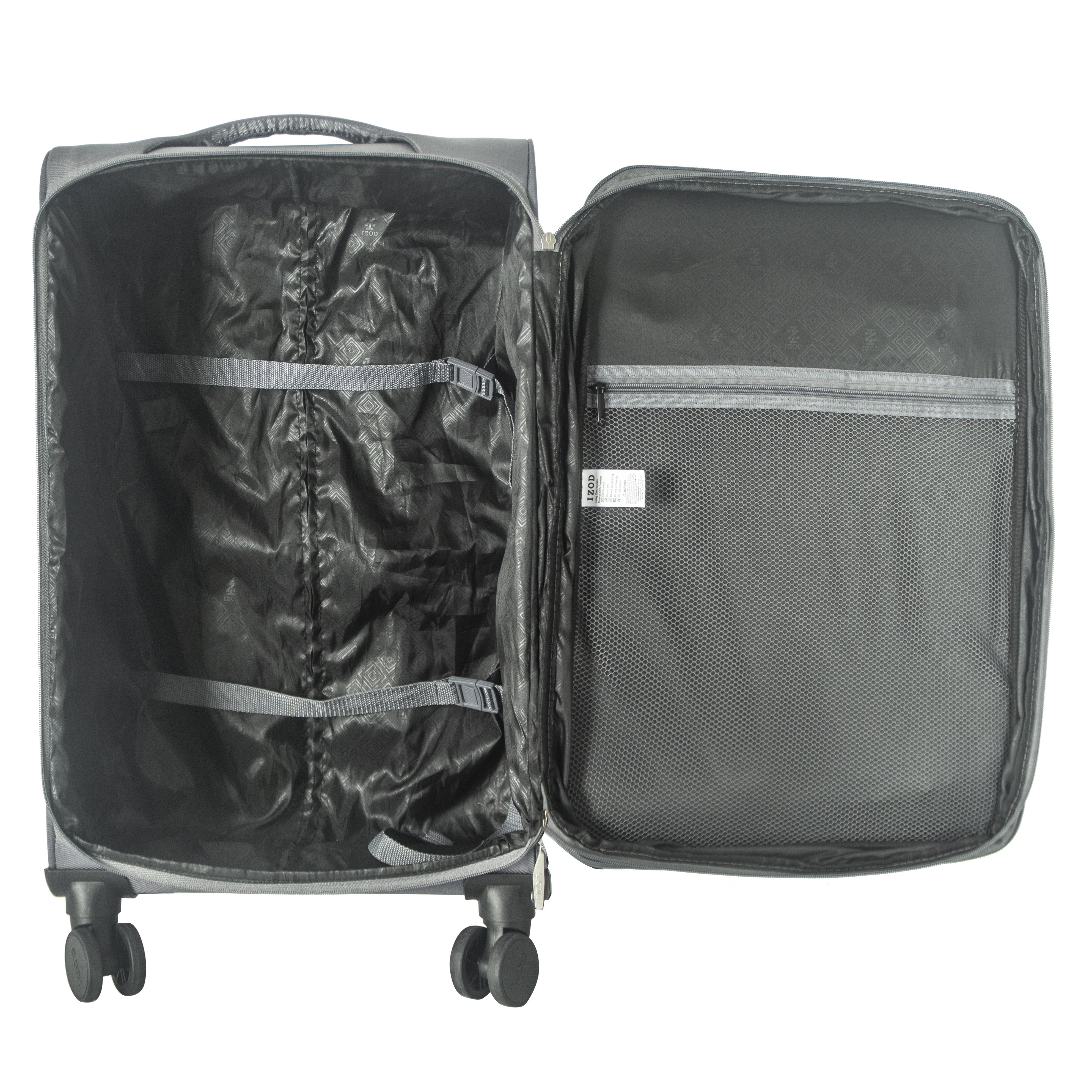 IZOD River Soft Shell Lightweight Expandable 360 Dual Spinning Wheels Combo Lock 28", 24", 20" 3 Piece Luggage Set