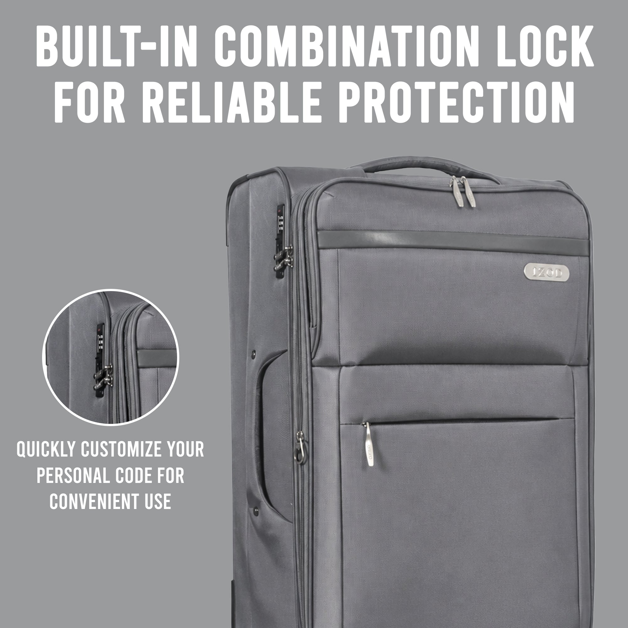 IZOD River Soft Shell Lightweight Expandable 360 Dual Spinning Wheels Combo Lock 28", 24", 20" 3 Piece Luggage Set