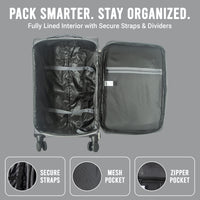 IZOD River Soft Shell Lightweight Expandable 360 Dual Spinning Wheels Combo Lock 28", 24", 20" 3 Piece Luggage Set