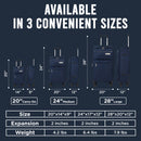 IZOD River Soft Shell Lightweight Expandable 360 Dual Spinning Wheels Combo Lock 28", 24", 20" 3 Piece Luggage Set