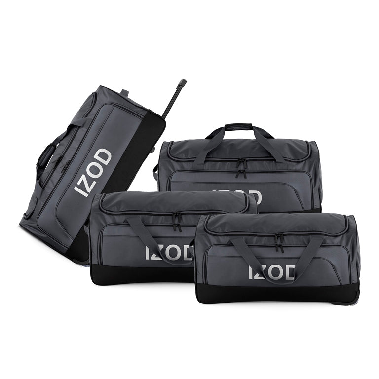 IZOD Katy Travel Duffel 4-Piece Luggage Set –  Lightweight Soft Shell Rolling Bag and Telescopic Handle