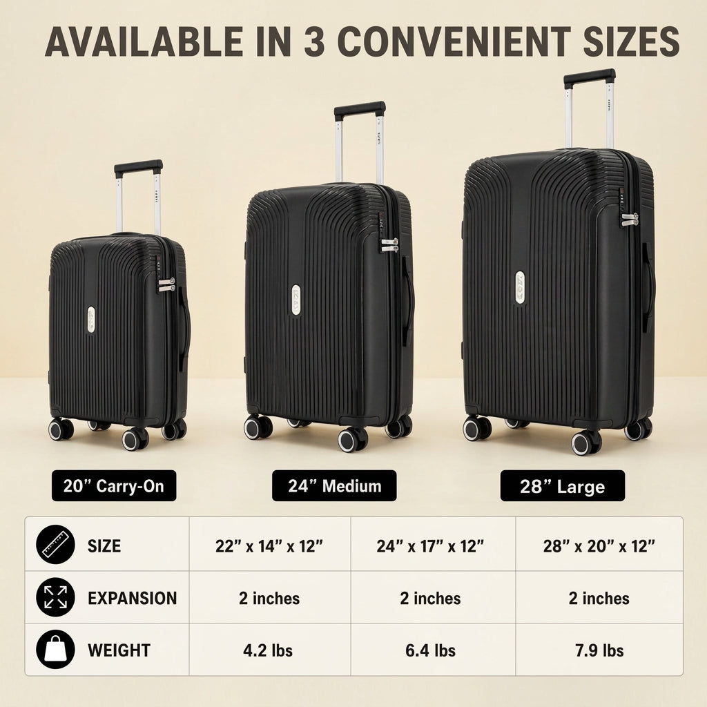IZOD Sabina Lightweight Polypropylene Hard Shell 3 Piece Luggage Set - 20", 24", and 28" Sizes