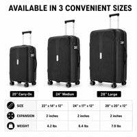 IZOD Sabina Lightweight Polypropylene Hard Shell 3 Piece Luggage Set - 20", 24", and 28" Sizes