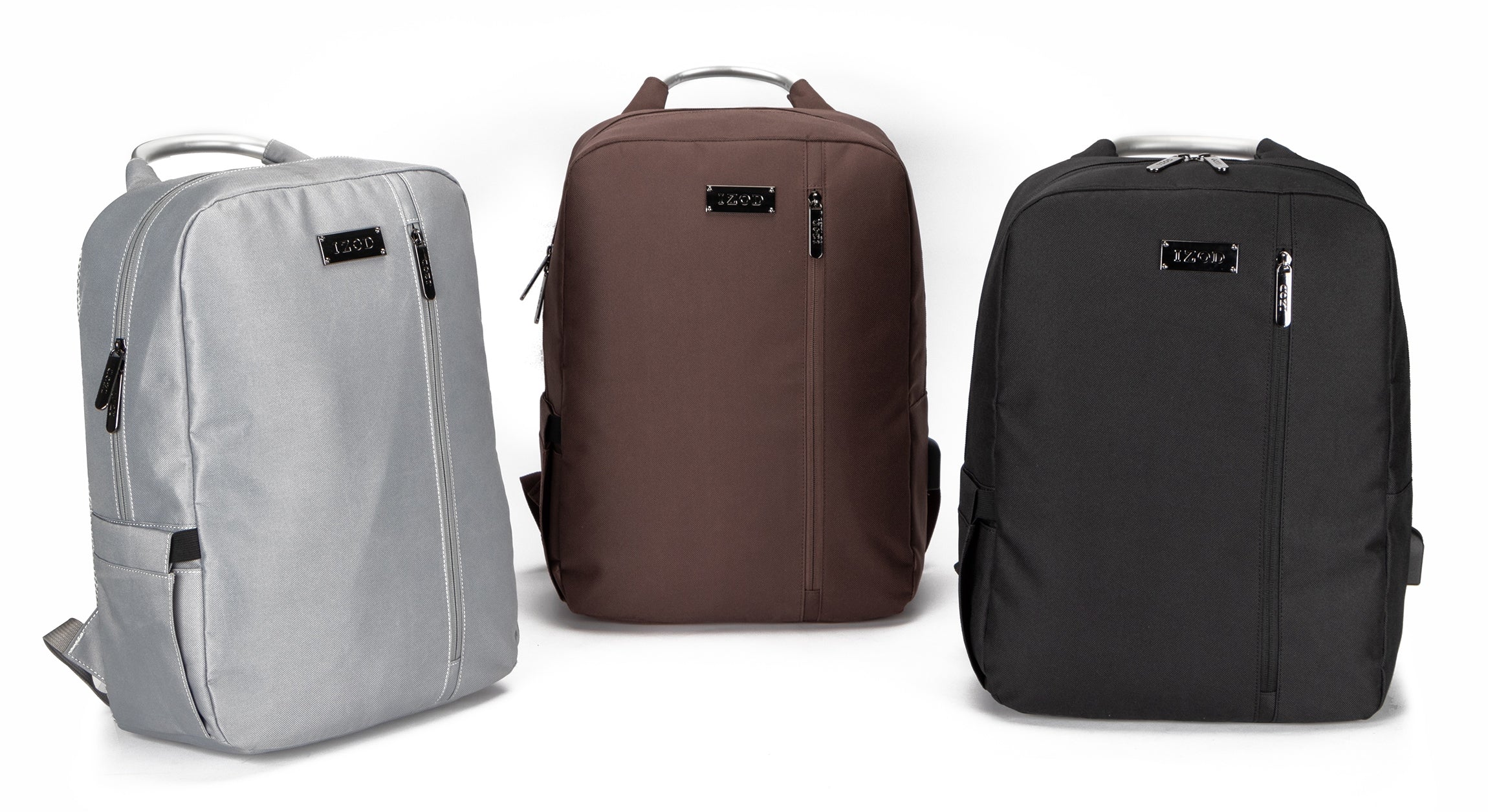 IZOD Aaron Business Travel Slim Durable Laptop Backpack USB Charging P ...