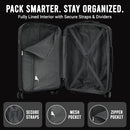 IZOD Mateo Travel 3 Piece Luggage Set - Durable ABS Hard Shell with 360° Wheels and Combo Lock