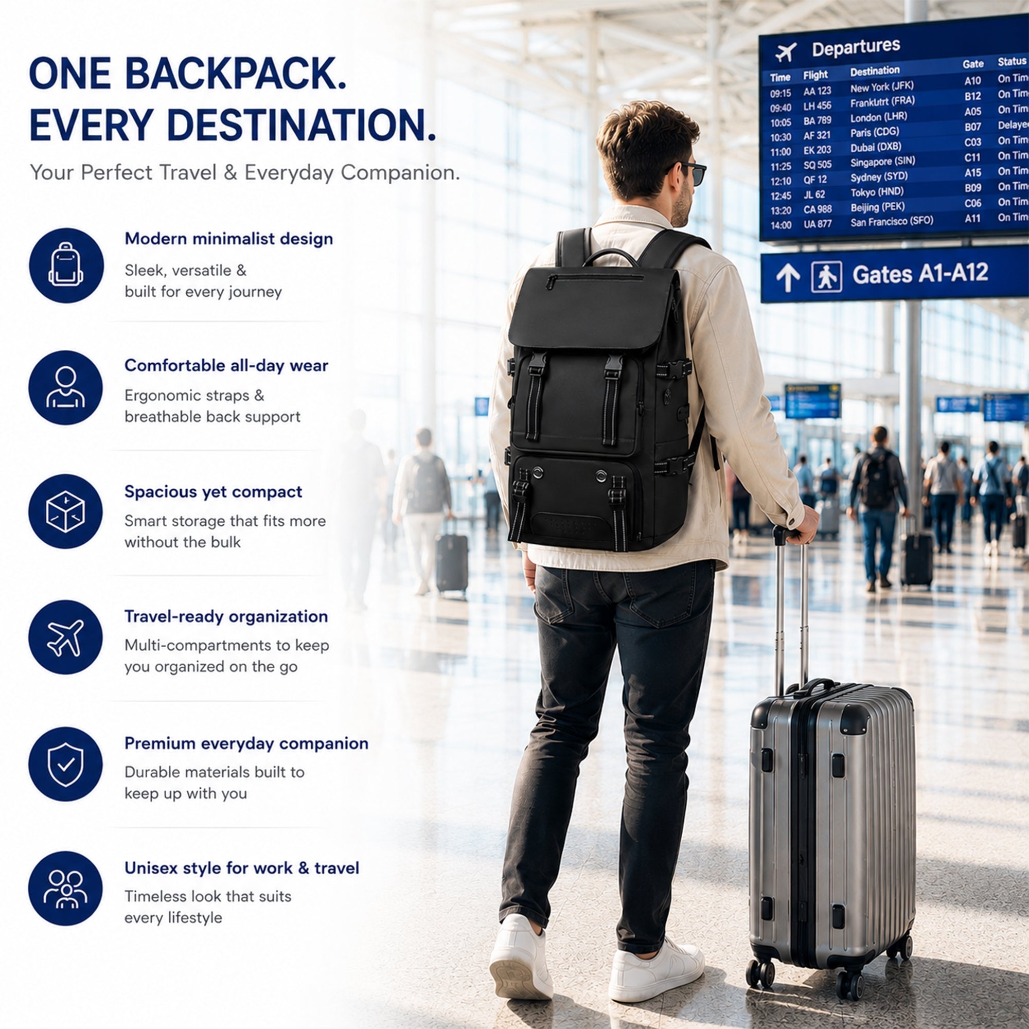 IZOD Escape Travel Carry-On Laptop Backpack with USB Port