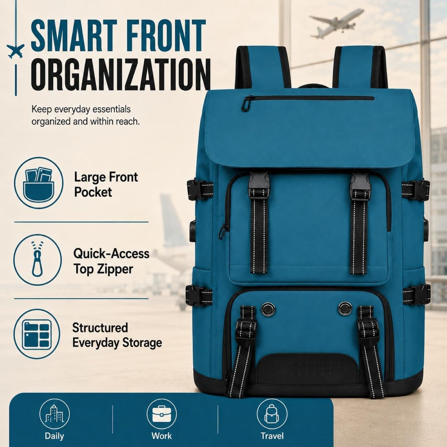 IZOD Escape Carry-On Travel Backpack, Fits 15.6-Inch Laptop, USB Charging Port and Shoe Compartment