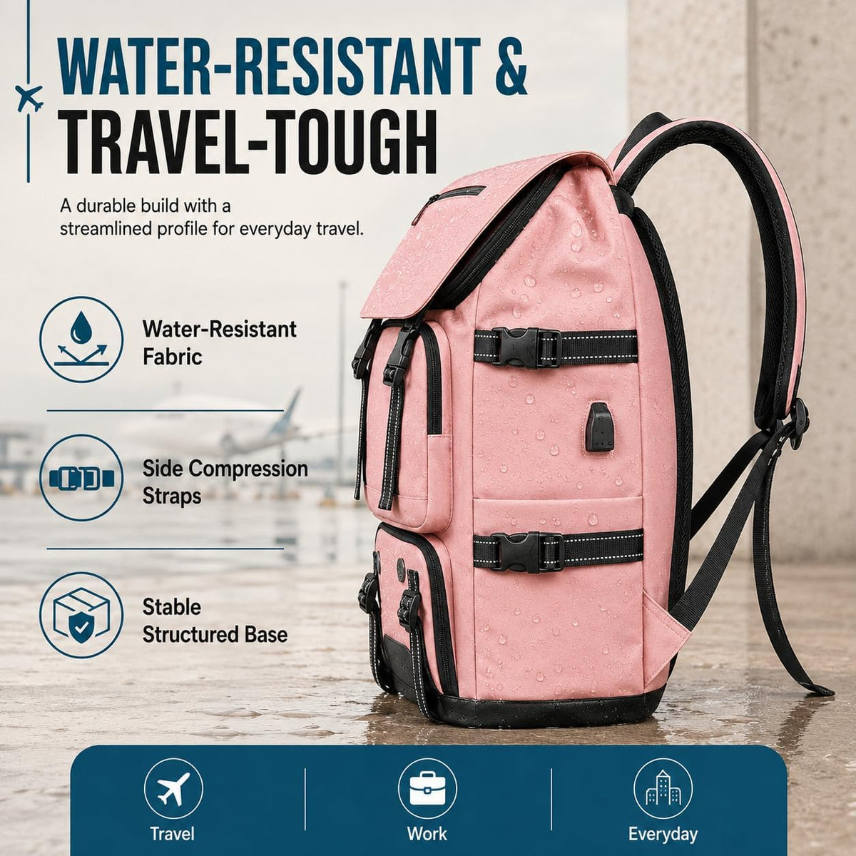 IZOD Escape Carry-On Travel Backpack, Fits 15.6-Inch Laptop, USB Charging Port and Shoe Compartment