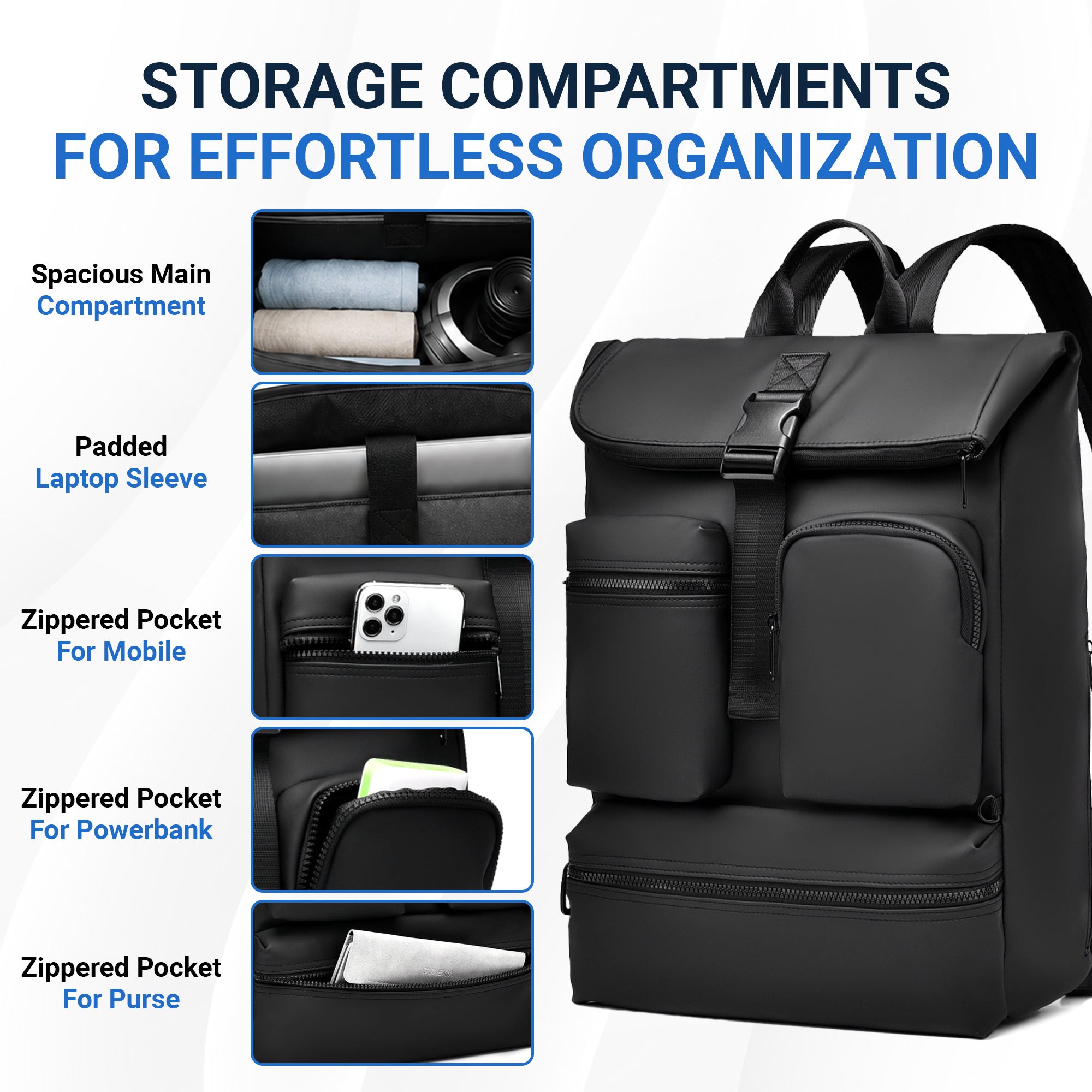 IZOD Milan Modern Roll-Top Travel Carry-On Backpack