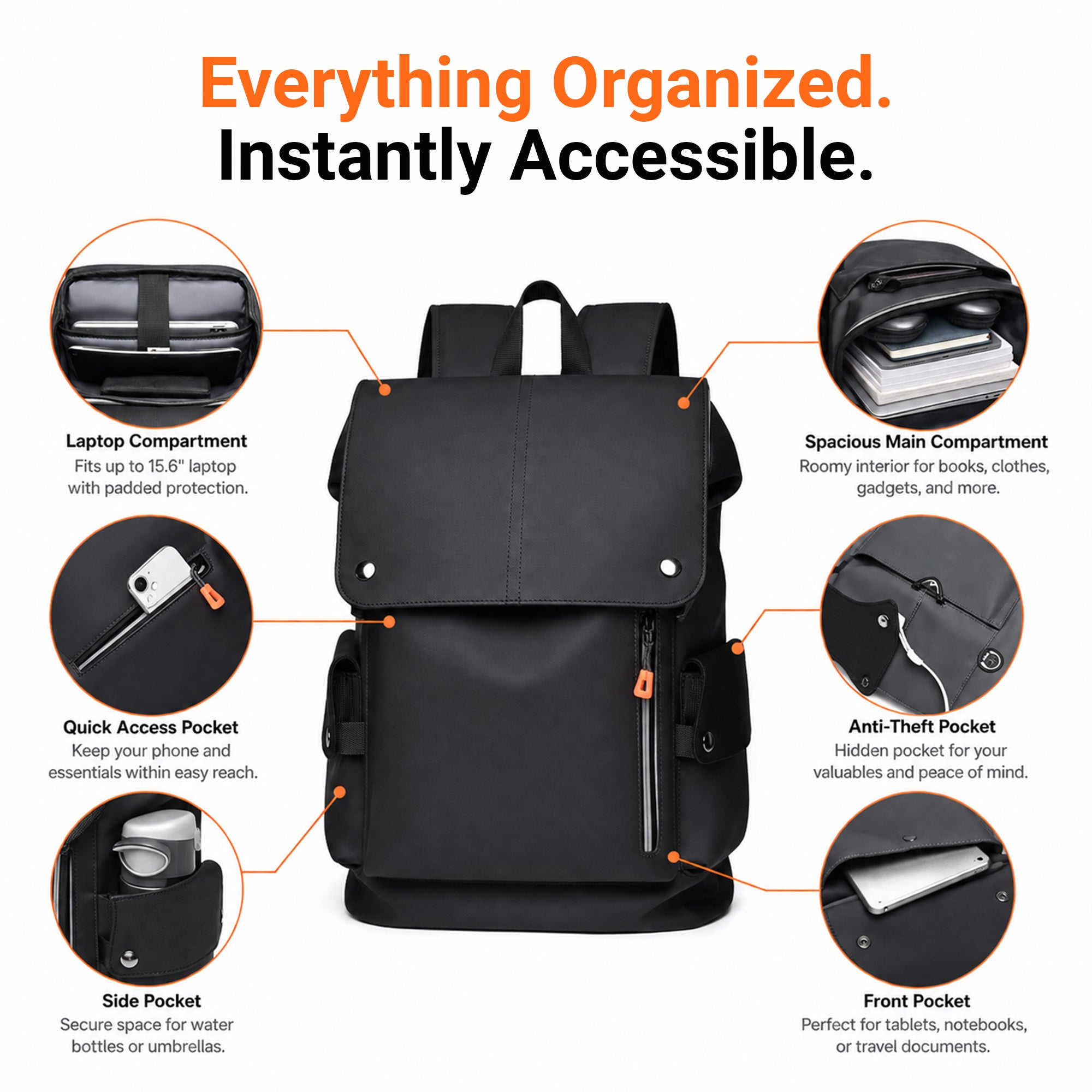 IZOD Orion Modern Carry-On Laptop Travel Backpack with USB Port
