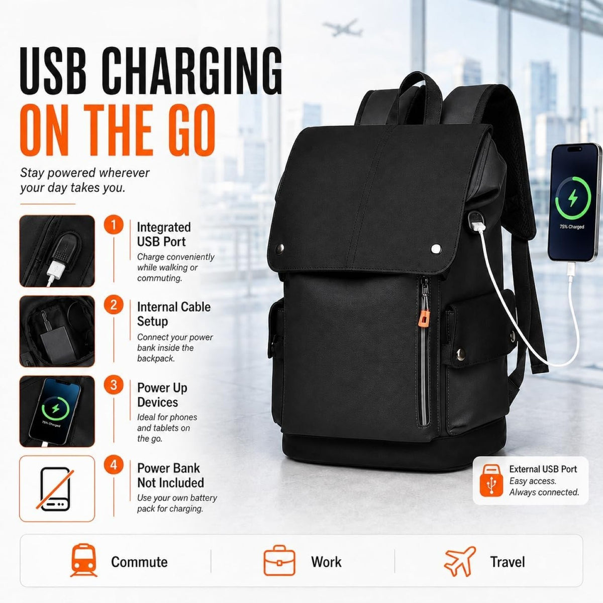 IZOD Orion Modern Carry-On Laptop Travel Backpack with USB Port, Fits 15.6" Laptop