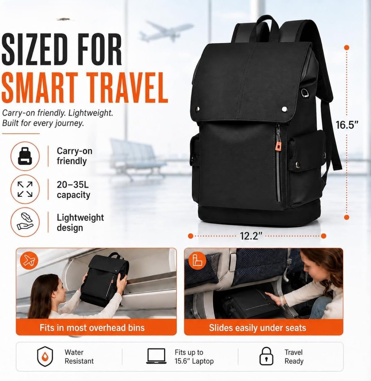 IZOD Orion Modern Carry-On Laptop Travel Backpack with USB Port, Fits 15.6" Laptop