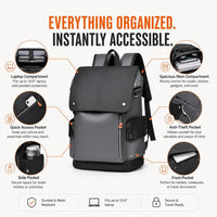IZOD Orion Modern Carry-On Laptop Travel Backpack with USB Port, Fits 15.6" Laptop