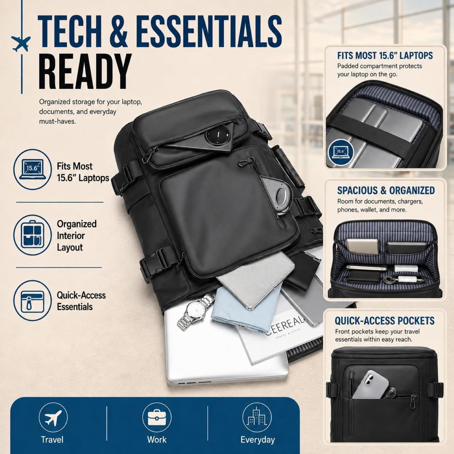 IZOD Voyager 3-in-1 Travel Backpack Carry-On Duffel Laptop Backpack, Fits 15.6" Laptop