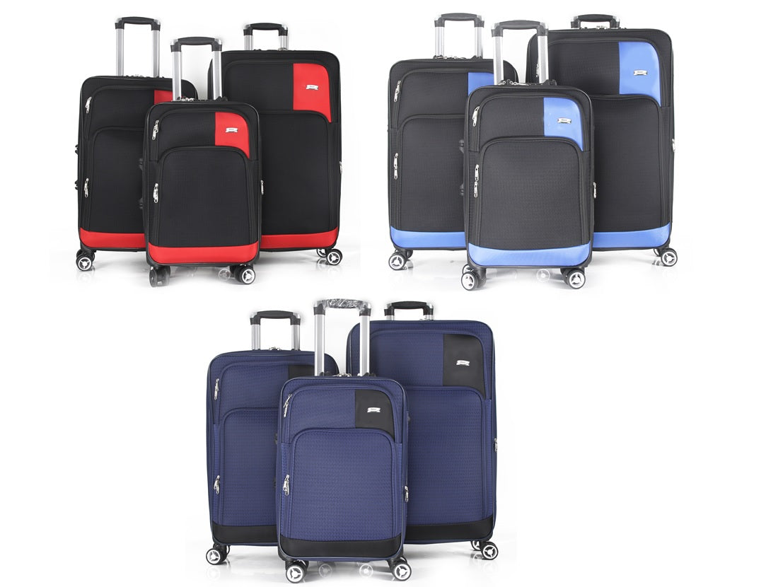 Brian Soft Shell Lightweight Expandable 360 Dual Spinning Wheels Combo Lock 28", 24", 20" 3 Piece Luggage Set