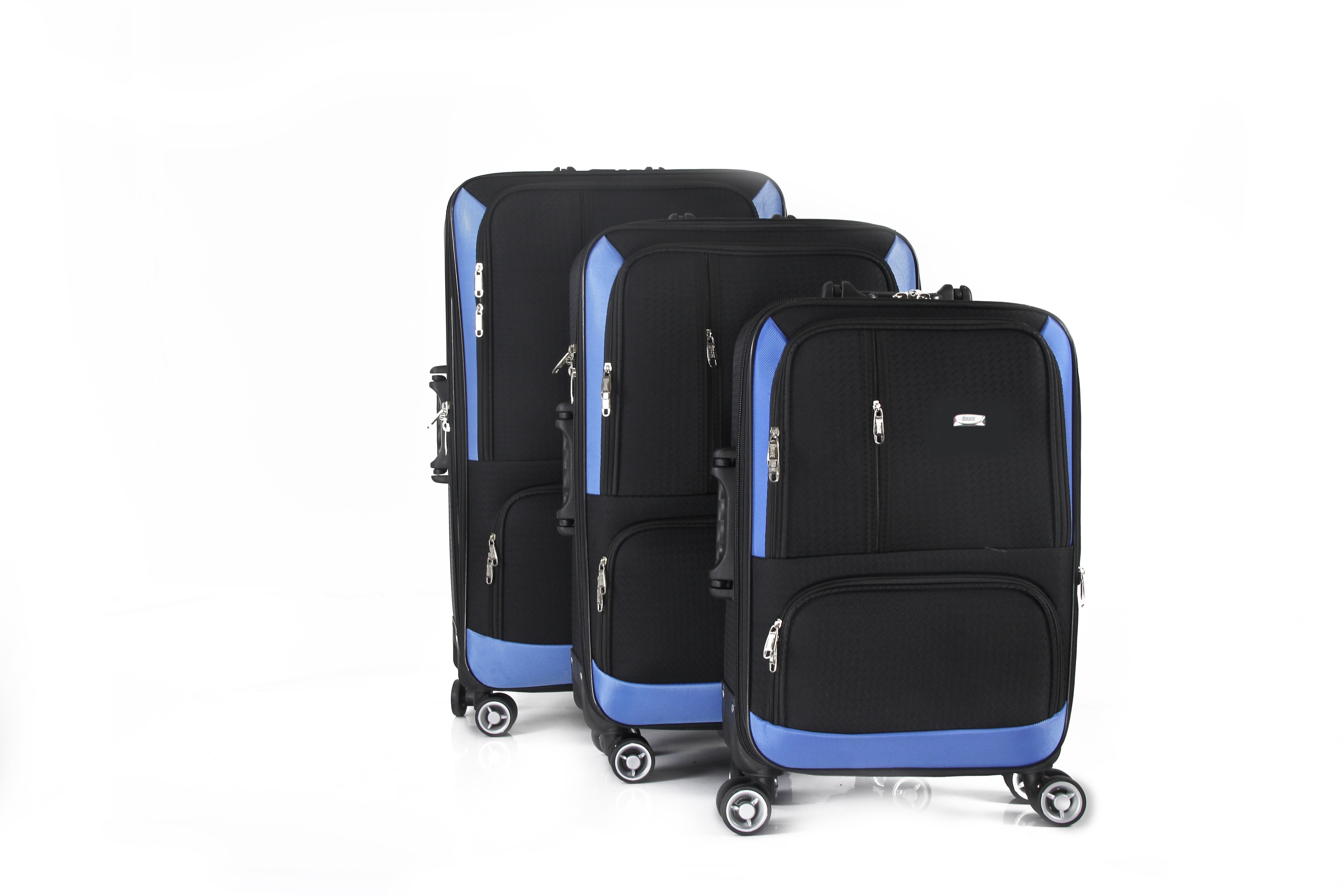 Dominic Soft Shell Lightweight Expandable 360 Dual Spinning Wheels Combo Lock 28", 24", 20" 3 Piece Luggage Set