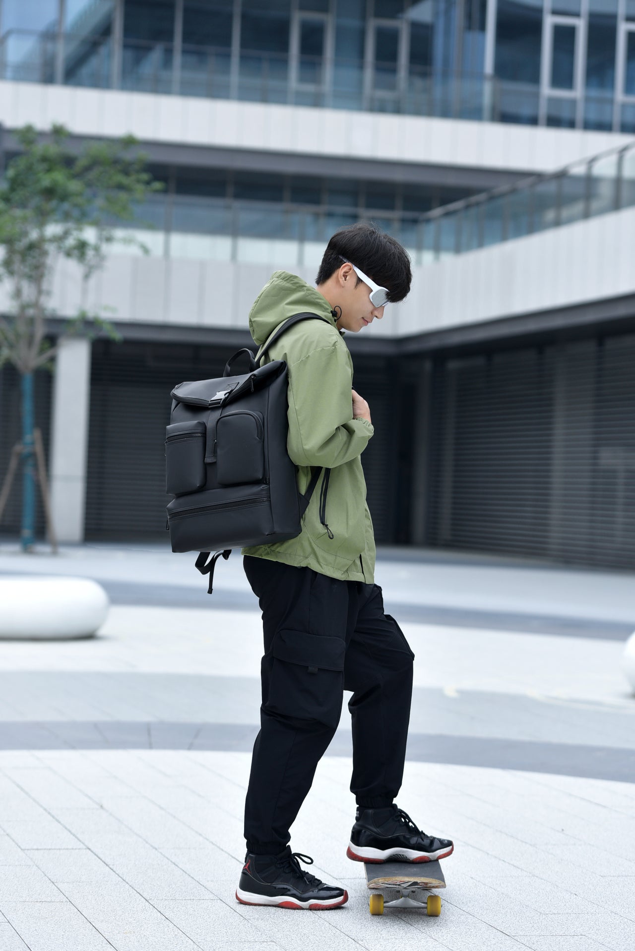 IZOD Milan Modern Roll-Top Travel Carry-On Backpack