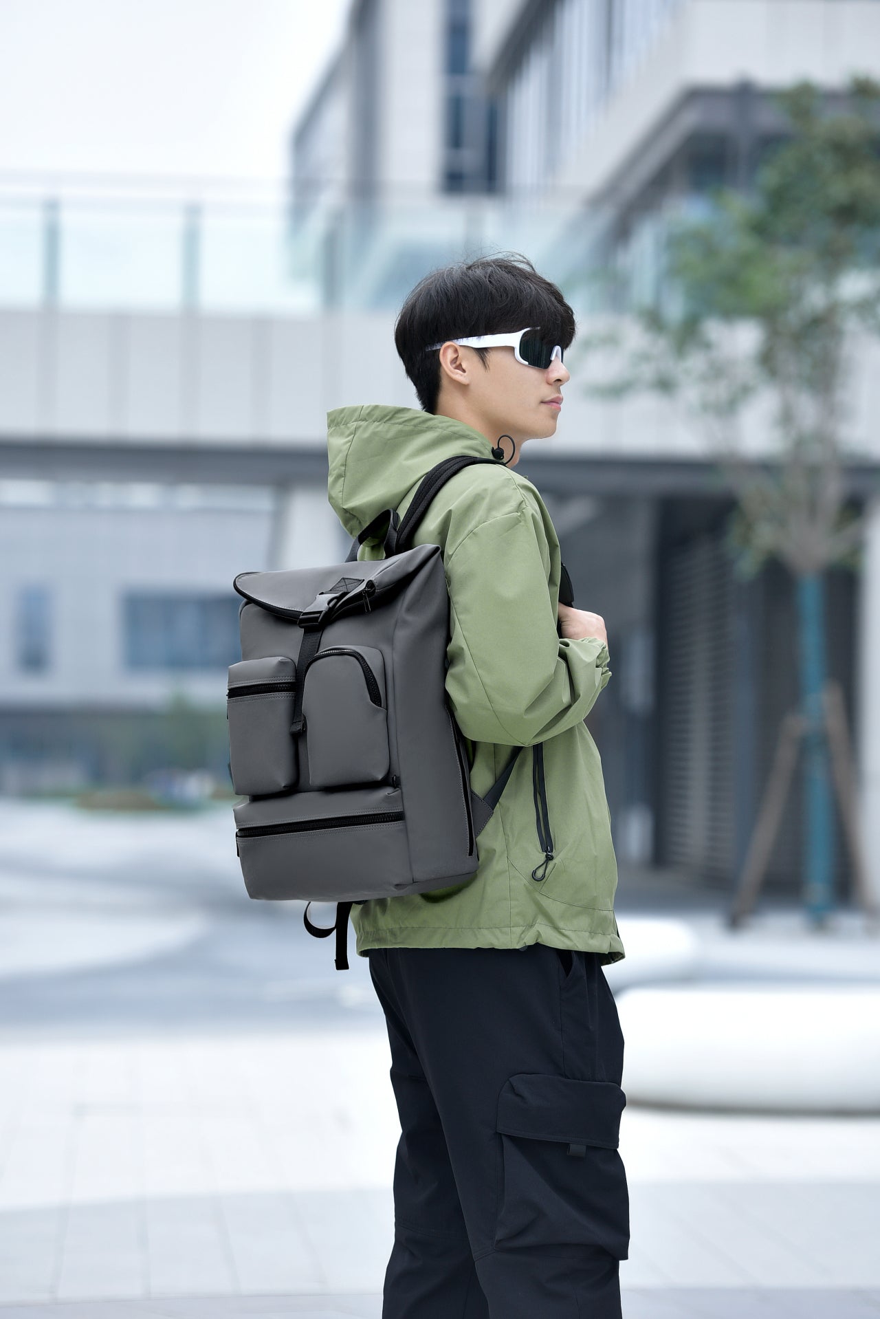 IZOD Milan Modern Roll-Top Travel Carry-On Backpack