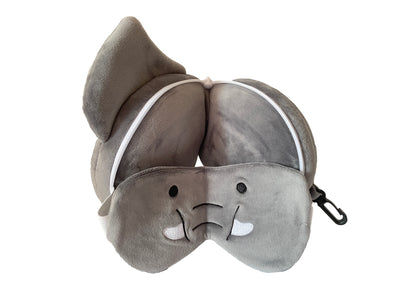 Kids 2-in-1 Travel Pillow and Eye Mask Animal Plush Soft Eye Mask Blindfold for Sleeping, Nights and Travel