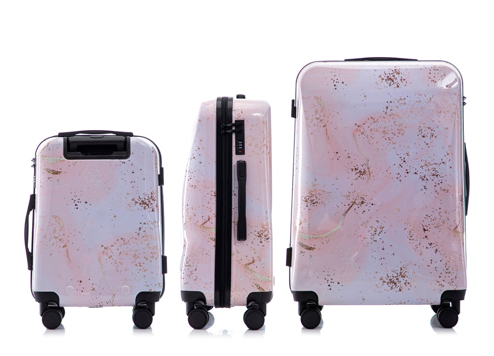 Multi-color Design ABS Hard Shell Lightweight with 360° Dual Spinning Wheels & Combo Lock – Includes 28", 24", 20" 3-Piece Luggage Set - Fairy