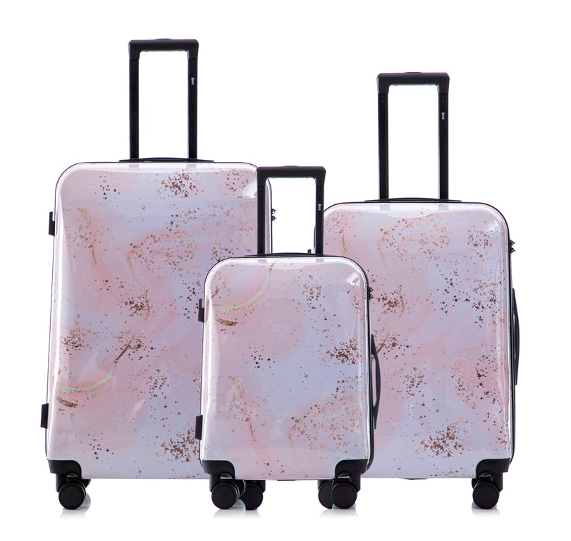 Multi-color Design ABS Hard Shell Lightweight with 360° Dual Spinning Wheels & Combo Lock – Includes 28", 24", 20" 3-Piece Luggage Set