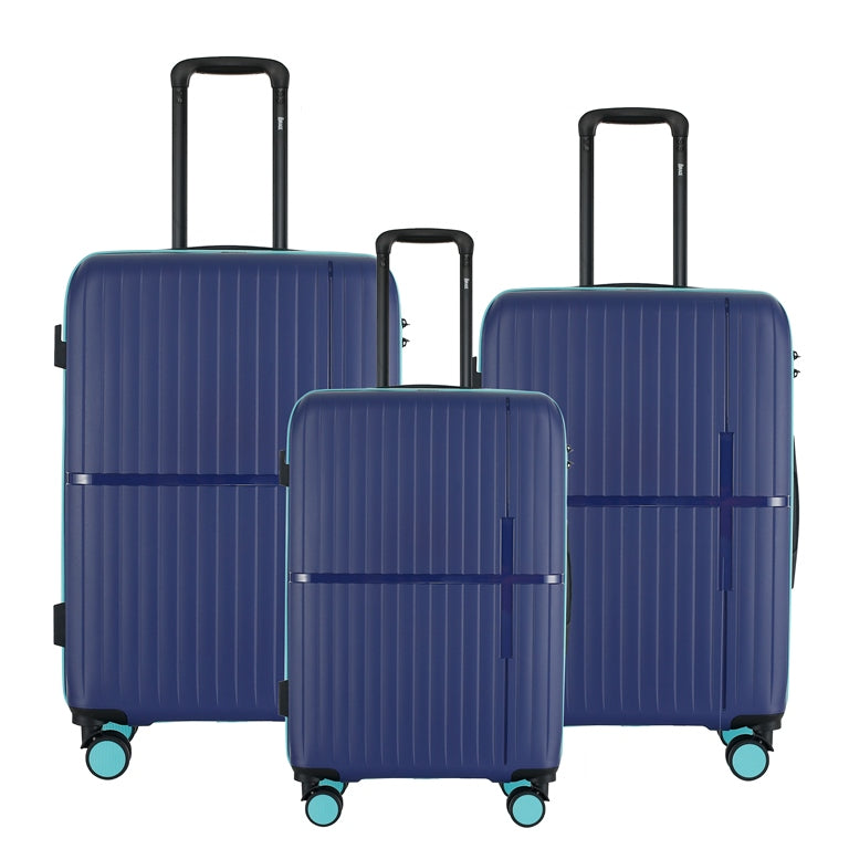 GALA 3-Piece Luggage Set – Polypropylene Hardshell, Lightweight, 360° Dual Spinning Wheels, Combo Lock - 20", 24", 28" - Navy Teal