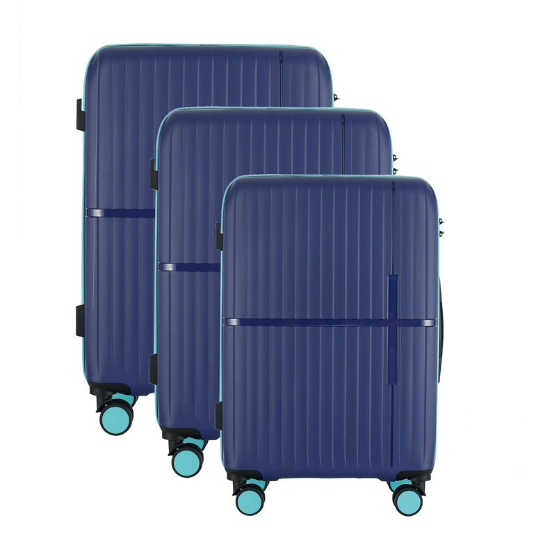 GALA 3-Piece Luggage Set – Polypropylene Hardshell, Lightweight, 360° Dual Spinning Wheels, Combo Lock - 20", 24", 28" - Navy Teal
